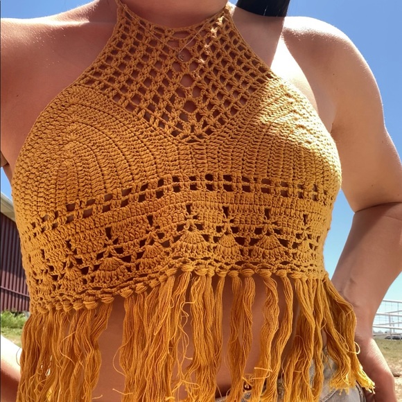 MINKPINK Yellow Fridge Crop Top - Picture 1 of 6